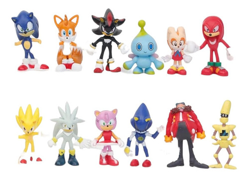 Kit 12 Miniaturas Sonic Robotinic Shadows Tails Coleção