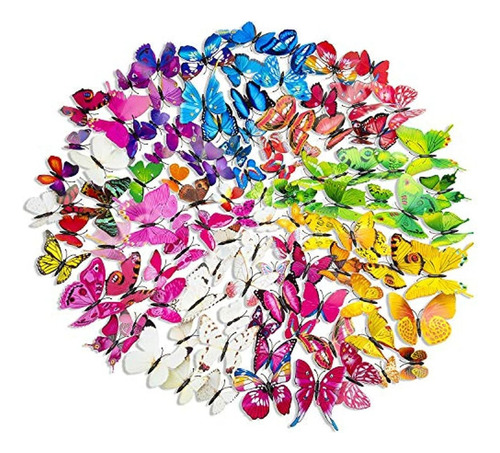 108 Pcs 3d Mariposa Colores Pegatinas Pared Decoración Decal