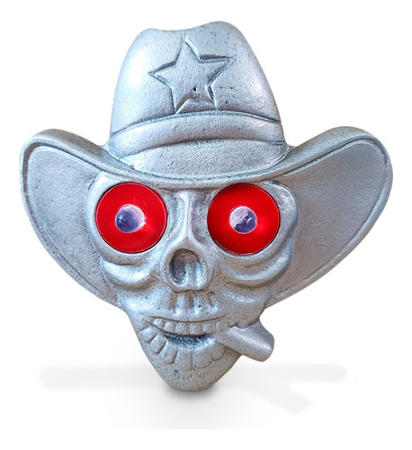 Caveira Cowboy Caminhão Olho De Led Vermelho 24v