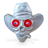 Caveira Cowboy Caminhão Olho De Led Vermelho 24v