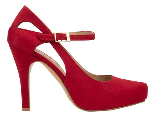 Zapatilla Vestir Plataforma Tacon Alto Yaeli Rojo Mujer 1706