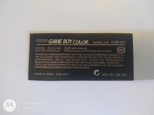 Adesivo Game Boy Color
