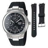 Reloj Casio Caballero Edifice Ef305 Caucho Triple Fechador Cristal Mineral + Correa Adicional