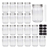 Accguan Mason Jars, Tarros De Vidrio Con Tapas De 12 Oz, Tar