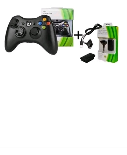 Kit Controle S/fio Joystick Xbox 360 + Bateria Recarregavel
