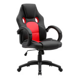 Cadeira Gamer Giratória Preto E Vermelho Cosco Home Material Do Estofamento Couro Sintético