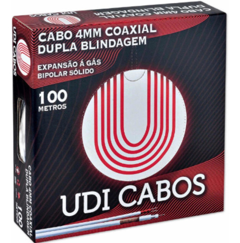Cabo Coaxial Udi Cftv 100 Metros Dupla Blindagem 4mm Bipolar