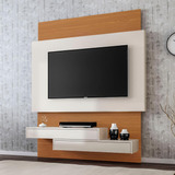 Painel Home Theater Gavetas Suspensas Off White E Freijó Mdf