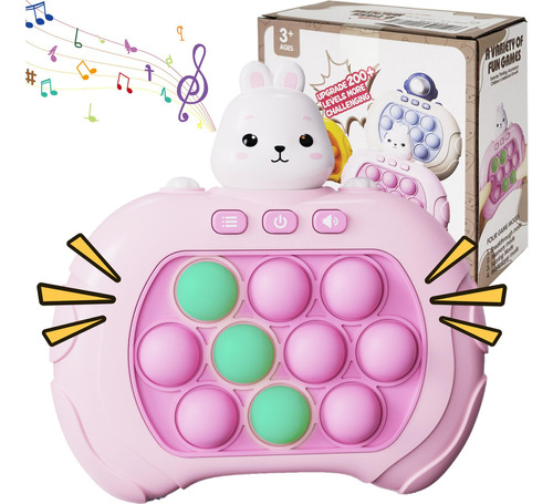 Juguetes Pop Electronico Juguete Antiestres Quick Push Game Divertido Fast Push Educativo Con Sonido De Color Rosa Conejo