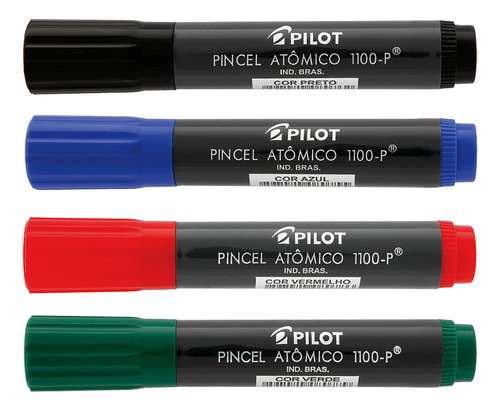 Kit Marcador Pincel Atômico Canetão Pilot 1100-p 4 Cores