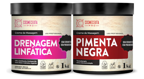 Kit Drenagem Linfatica 1kg + Pimenta Negra 1kg Cosmeceuta