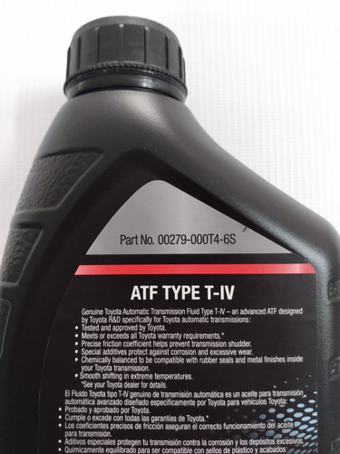 Aceite Caja Automatica Atf T4 Original Toyota Corolla Yaris Foto 3