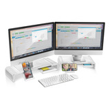 Desklogics Soporte Elevador Doble Monitor Computadora Con Pc