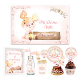 Kit Imprimible Cerdita Rosa Cumpleaños + Banner Rectangular 