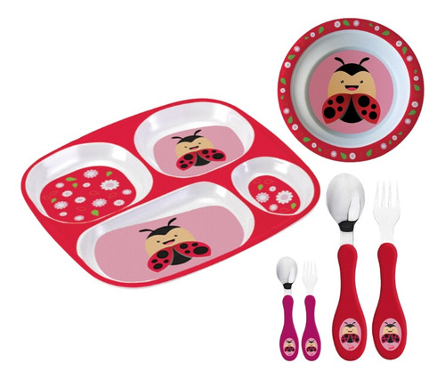 Kit Infantil Refeição Com 4pçs+ Prato Raso Fundo E Jg Talher