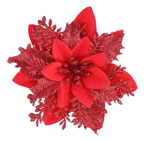 Nuevo Kit De 30 Flores Navideñas De Adorno Rojo Para Árbol D