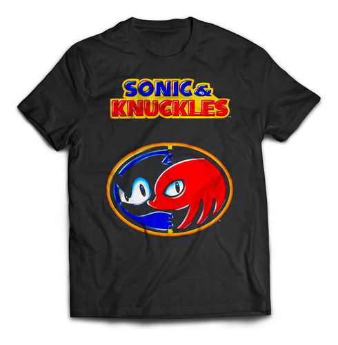 Remera Negra Sonic & Knuckles Sega Videojuegos Retro