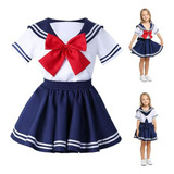 Joyshop Anime Kids School Girl Uniform Sailor Dress, Med