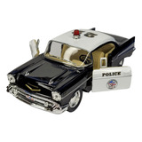 Miniatura Carrinho De Ferro 1957 Chevrolet Bel Air Policia Cor Bel Air Policia Preto