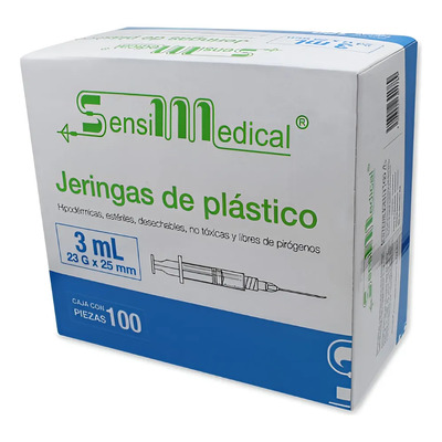 Jeringa Sensi Medical 3ml Con Aguja 23G x 25mm Azul Caja de 100 Unidades | Envío gratis