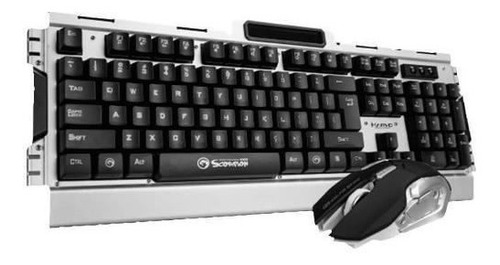 Combo Teclado + Mouse Gamer Marvo Kw-511 Inalámbrico 2.6 Ghz Color Del Teclado Gris