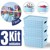 Kit 3 Cesto Organizador Prático Com Tampa 7 Litros