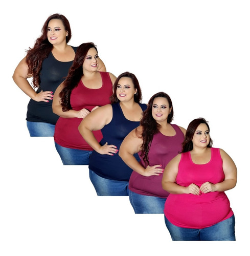 Kit 5 Blusinhas Camiseta Plus Size Verão Lançamento Atacado