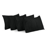 Juego De 4 Fundas De Almohada Negras Queen Suaves Utopia