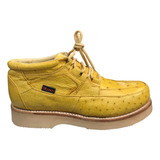 Zapatos En Piel Original De Avestruz Color Amarillo