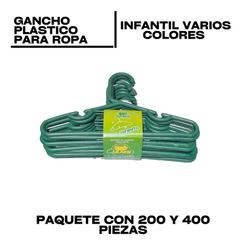 Gancho Para Ropa De Plastico Infantil Paquete Con 200 Pzs