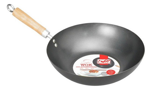 Sarten Wok 25 Cm Teflon / Teflonado - Olla Wok Mango Madera