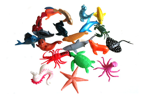 20 Animais Marinhos Miniatura Animal Brinquedo Infantil