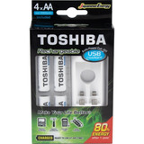 Carregador De Pilhas Usb -- Aa / Aaa -- Toshiba - C/ Nf