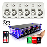 Kit Som Ambiente 12 Pcs Caixa Branca + 2 Receivers Bluetooth