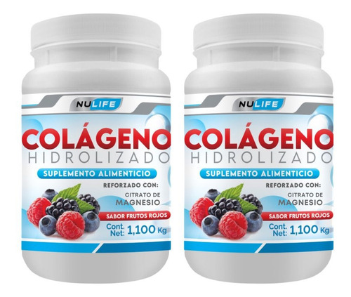 Pack 2 Colageno C Magnesio Nulife, Frutos Rojos, 1.1 Kg 