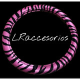 Cubre Volante Animal Print Rosa Con Negro Femenino Mujer
