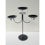 Candelabro X 2 Unidades De 27 Cm Alto 3 Brazos Platito Negro