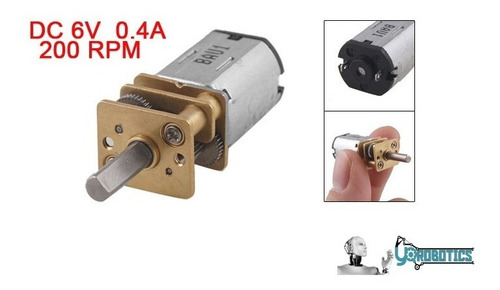 Motorreductor Mini Metalico 6v 200rpm N20 Eje 3mm Robotica