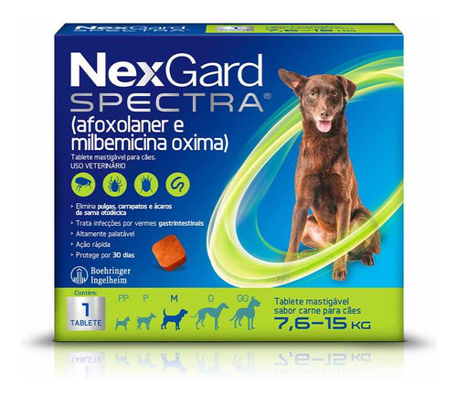 Antipulgas E Carrapatos Nexgard Spectra Cães 7,6 A 15 Kg