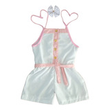 Roupa Infantil Macaquinho Várias Cores Meninas+ Brinde Tiara