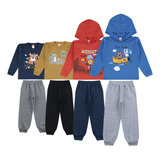 4 Conjuntos Moletom Infantil Masculino Blusa E Calça Junevil