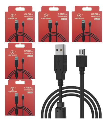 Kit 5 Cabos Usb V8 Para Controle De Ps4 Atacado 2 Metros