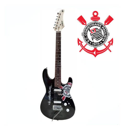 Guitarra Waldman Corinthians Preto Com O Logo  - Gtu-1 