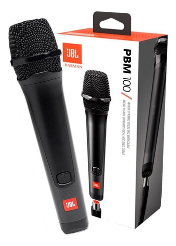 Microfone Jbl Pbm100 Wired Black Vocal Dinâmico Com Cabo