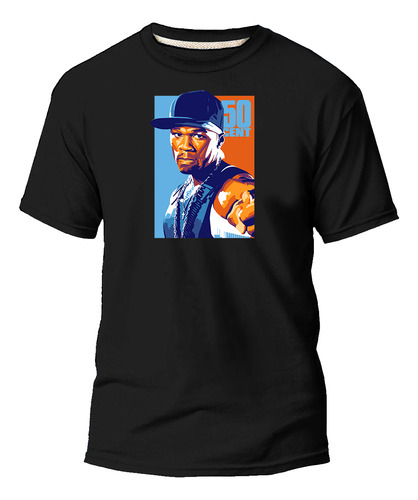 Camiseta Masculina Estampa 50cent Moda Hip Hop Rapper Músico