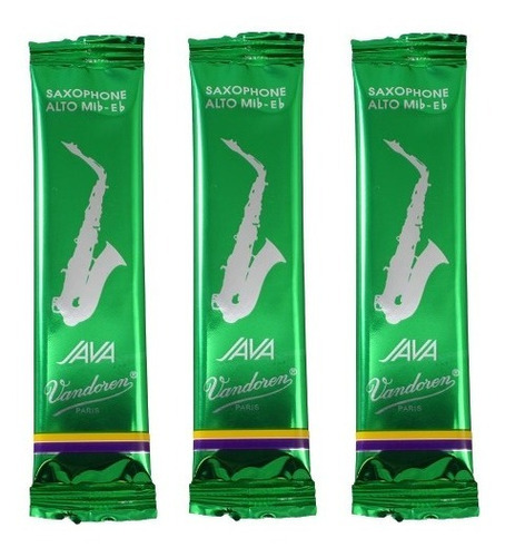 Kit C/ 3 Palhetas Vandoren Java Green Verde - Sax Alto 2,5