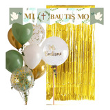 Pack De Globos Bautismo Banderin Decorativo Cortina