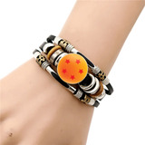 Pulsera Manilla Cuero Dragon Ball Z Esferas De Dragon Hombre