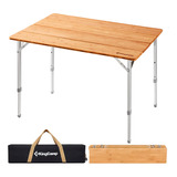 Kingcamp Mesa Plegable De Bambu, Mesa De Picnic Portatil Con