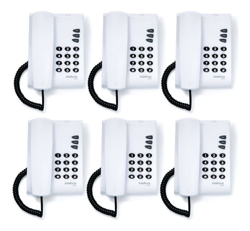 Kit 6 Telefones C/ Fio Mesa Ou Parede Pleno Branco Intelbras